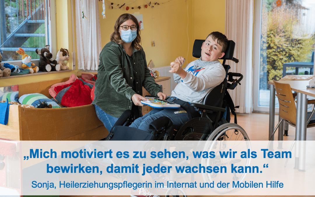 Sonja Eisele bei der Arbeit im Internat von Körperbehinderte Allgäu