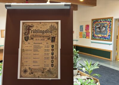 Plakat des Programms und Ablaufs beim Frühlingsfest im Astrid-Lindgren-Haus von Körperbehinderte Allgäu.
